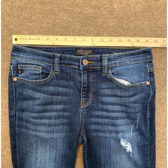 Judy Blue Skinny Fit Jeans Womens 11/30 Distressed Stretch Whiskered Y2K Denim - Picture 4 of 9